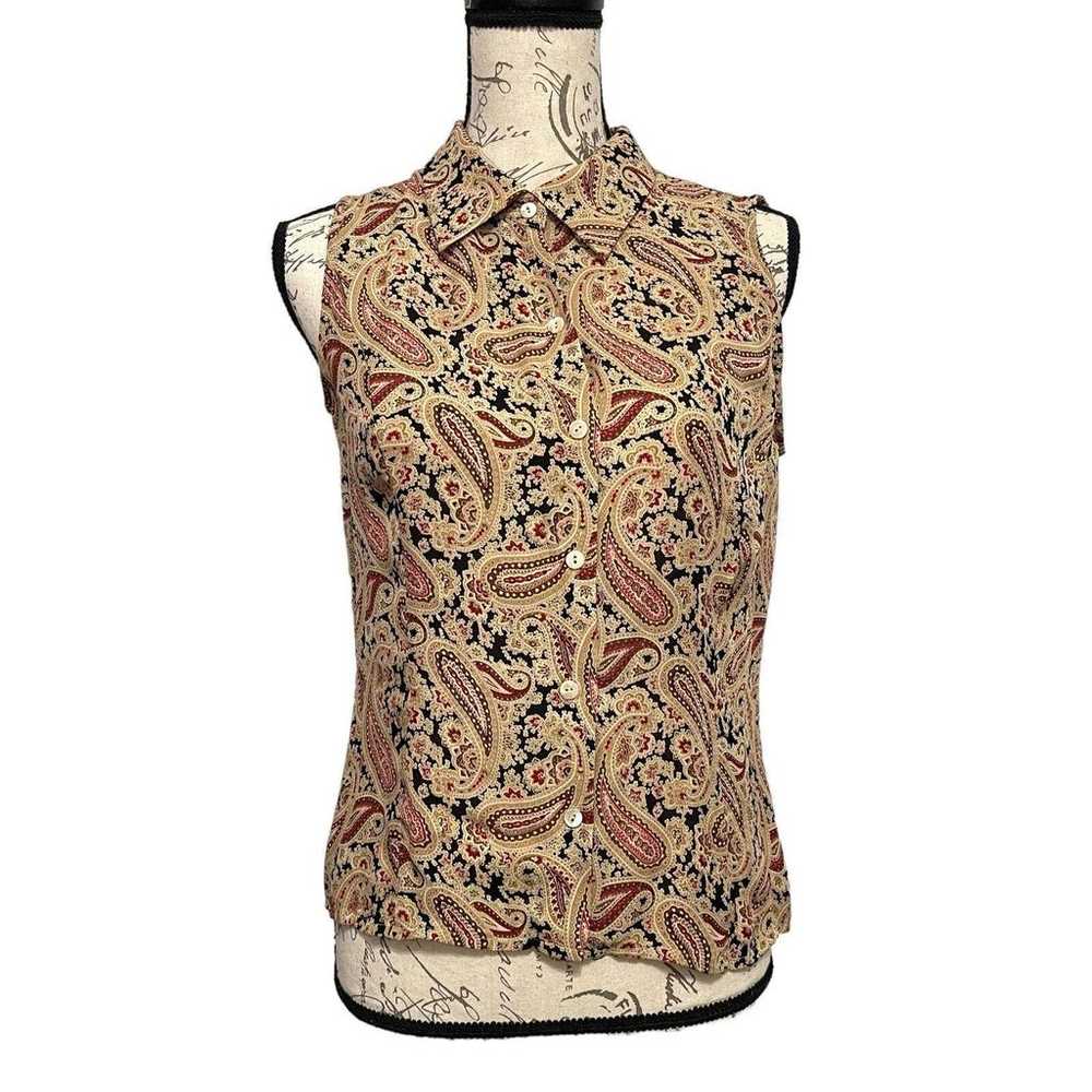 Vintage Ann Taylor 100% Silk Paisley Print Sleeve… - image 5