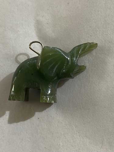 Vintage 14K Gold and Carved Jade Elephant Charm Pe