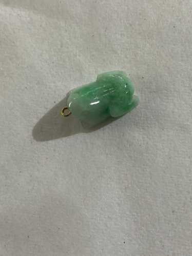 Vintage 14K Gold and Carved Jade Frog Charm or Pen