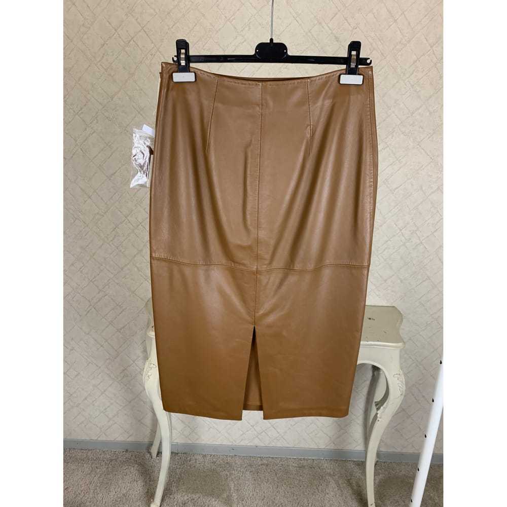 Max Mara Leather mid-length skirt - image 2