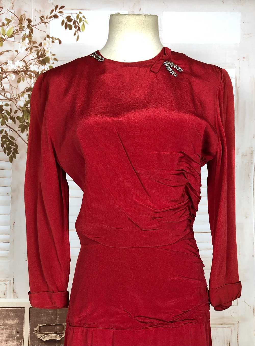 Wonderful Original 1950s Vintage Red Faille Dress… - image 10