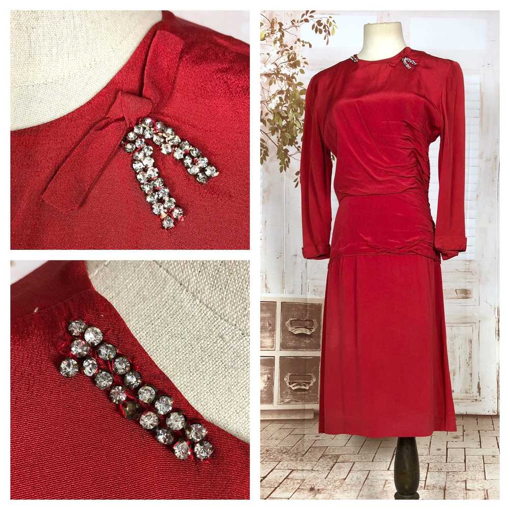 Wonderful Original 1950s Vintage Red Faille Dress… - image 1