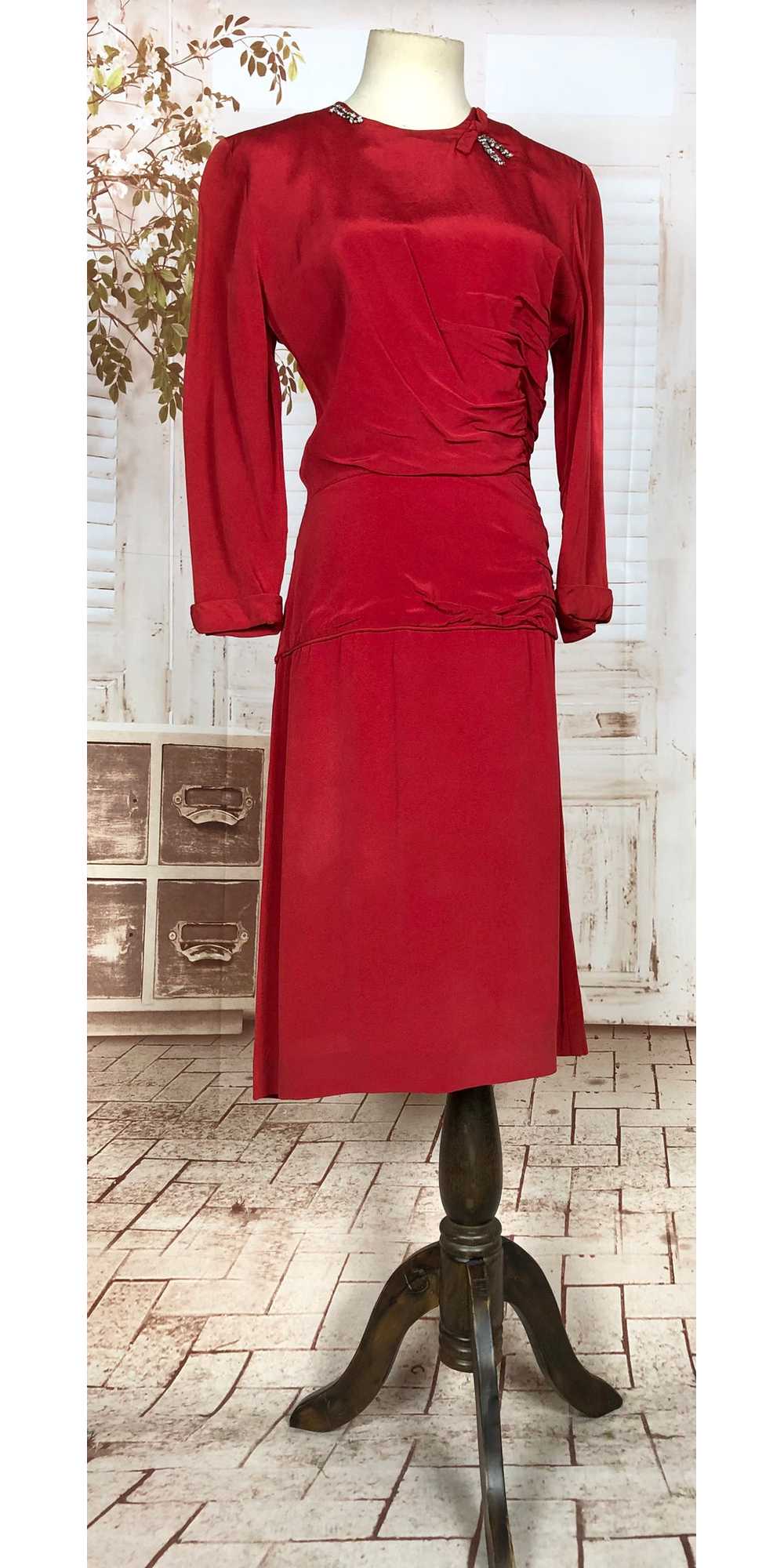 Wonderful Original 1950s Vintage Red Faille Dress… - image 3