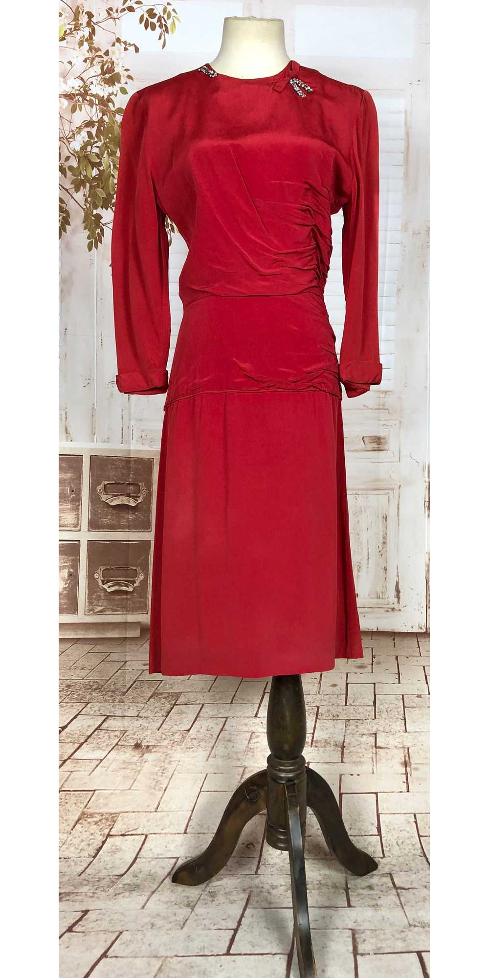 Wonderful Original 1950s Vintage Red Faille Dress… - image 4