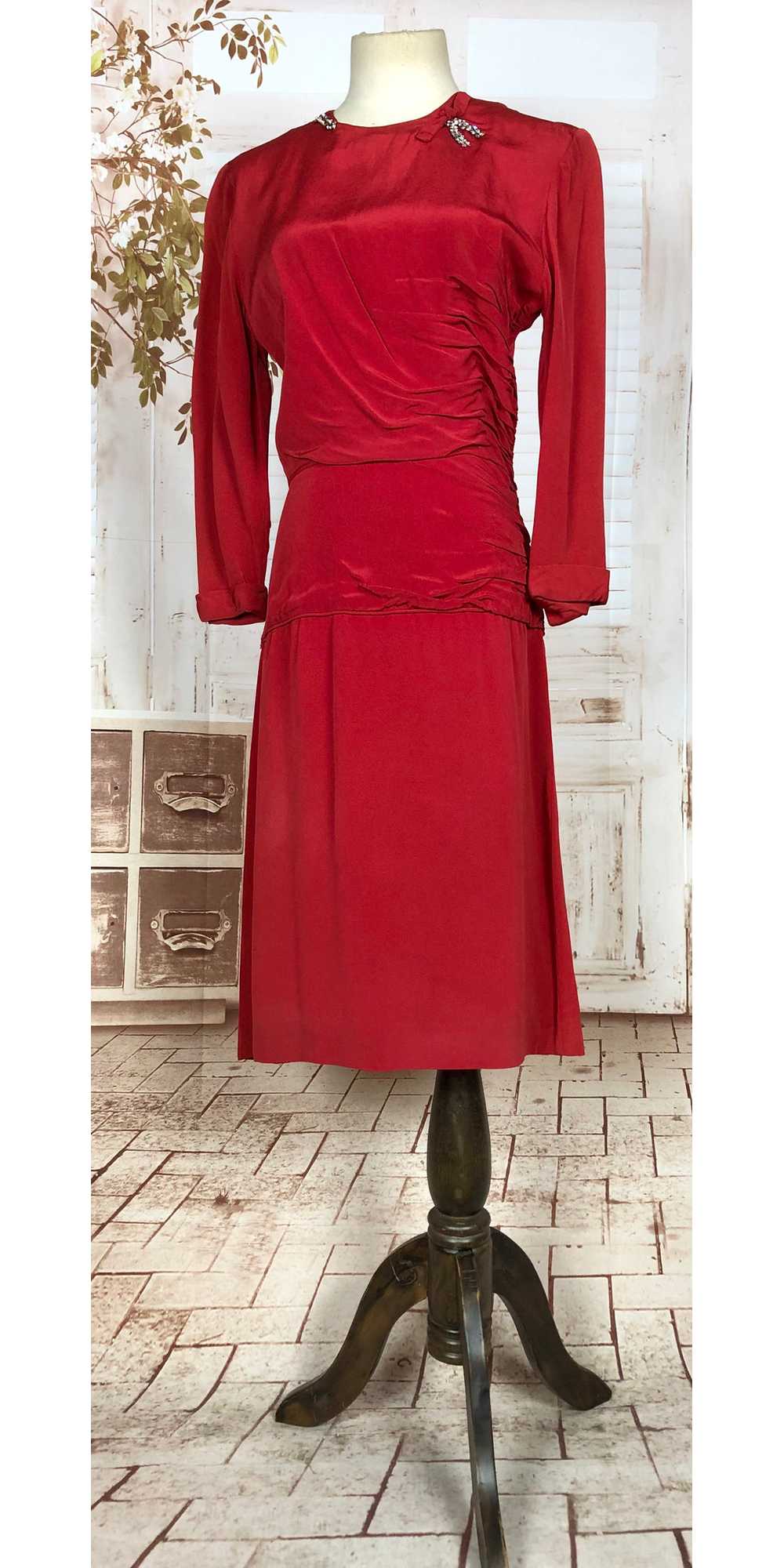 Wonderful Original 1950s Vintage Red Faille Dress… - image 5