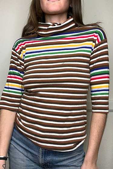 1960s Mod Striped Turtleneck Top Selected by Cherr