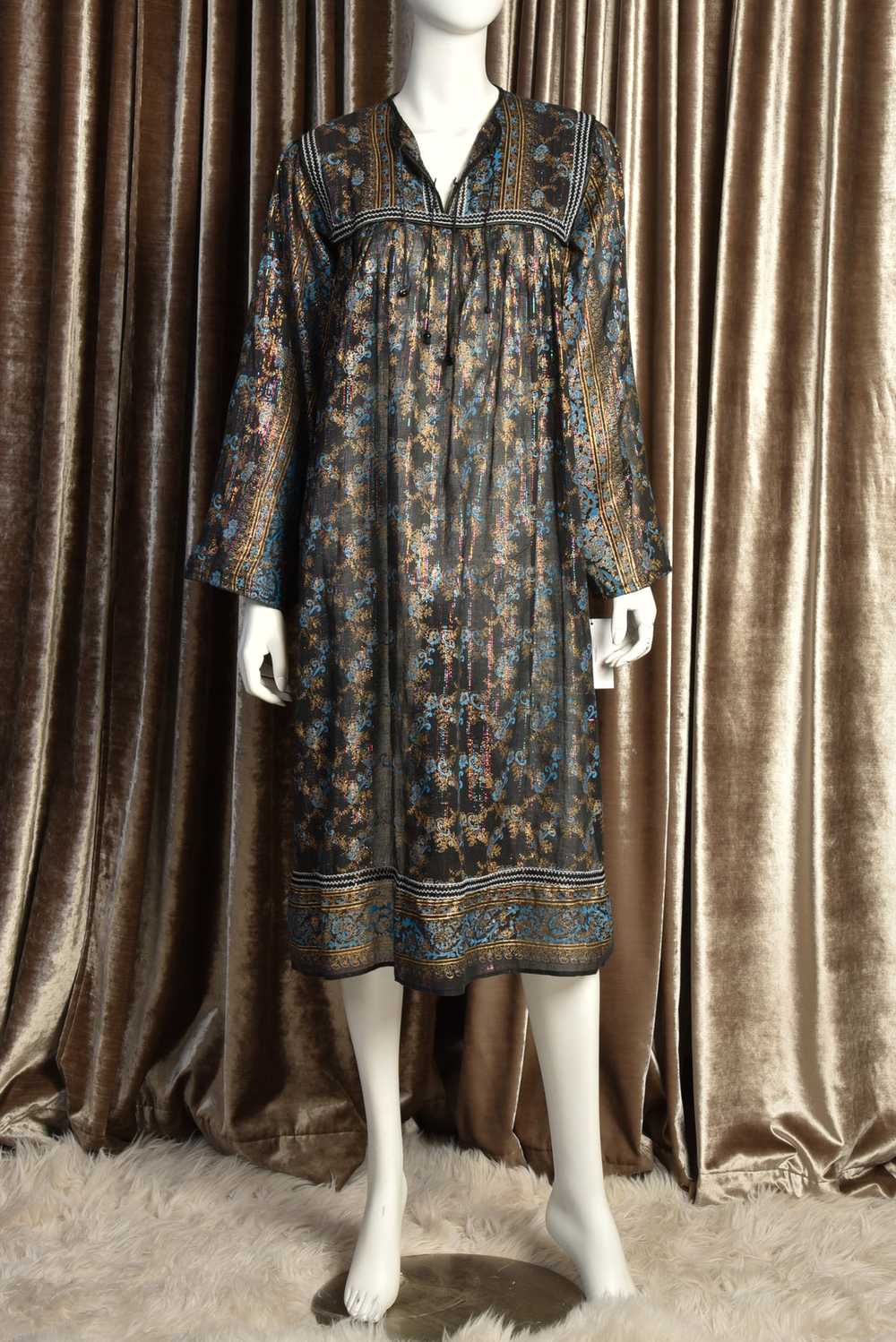 Daria 70s Rainbow Lurex Indian Dress - image 3