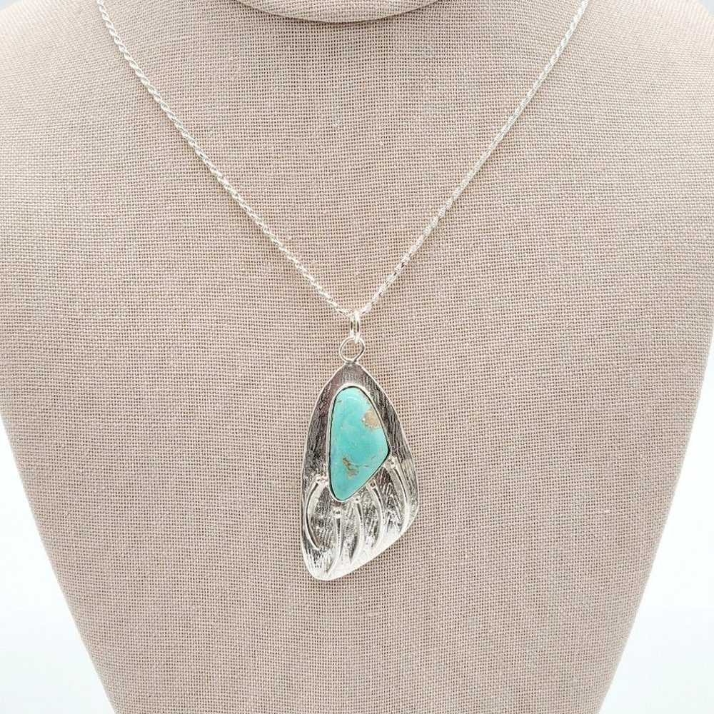 Vintage Navajo Large Turquoise Sterling Silver Be… - image 11