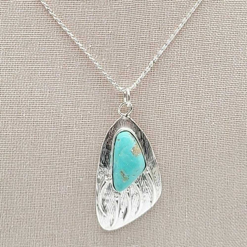 Vintage Navajo Large Turquoise Sterling Silver Be… - image 1