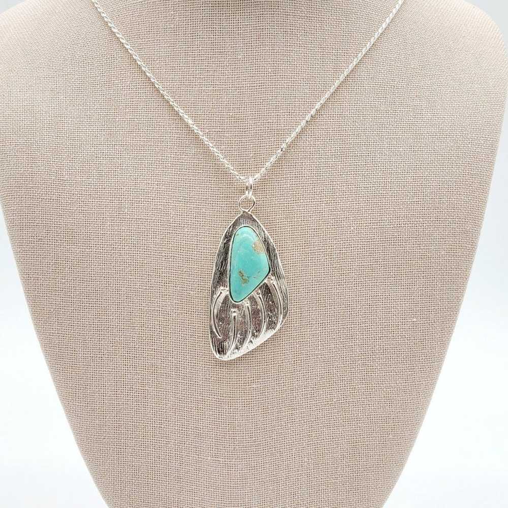 Vintage Navajo Large Turquoise Sterling Silver Be… - image 2