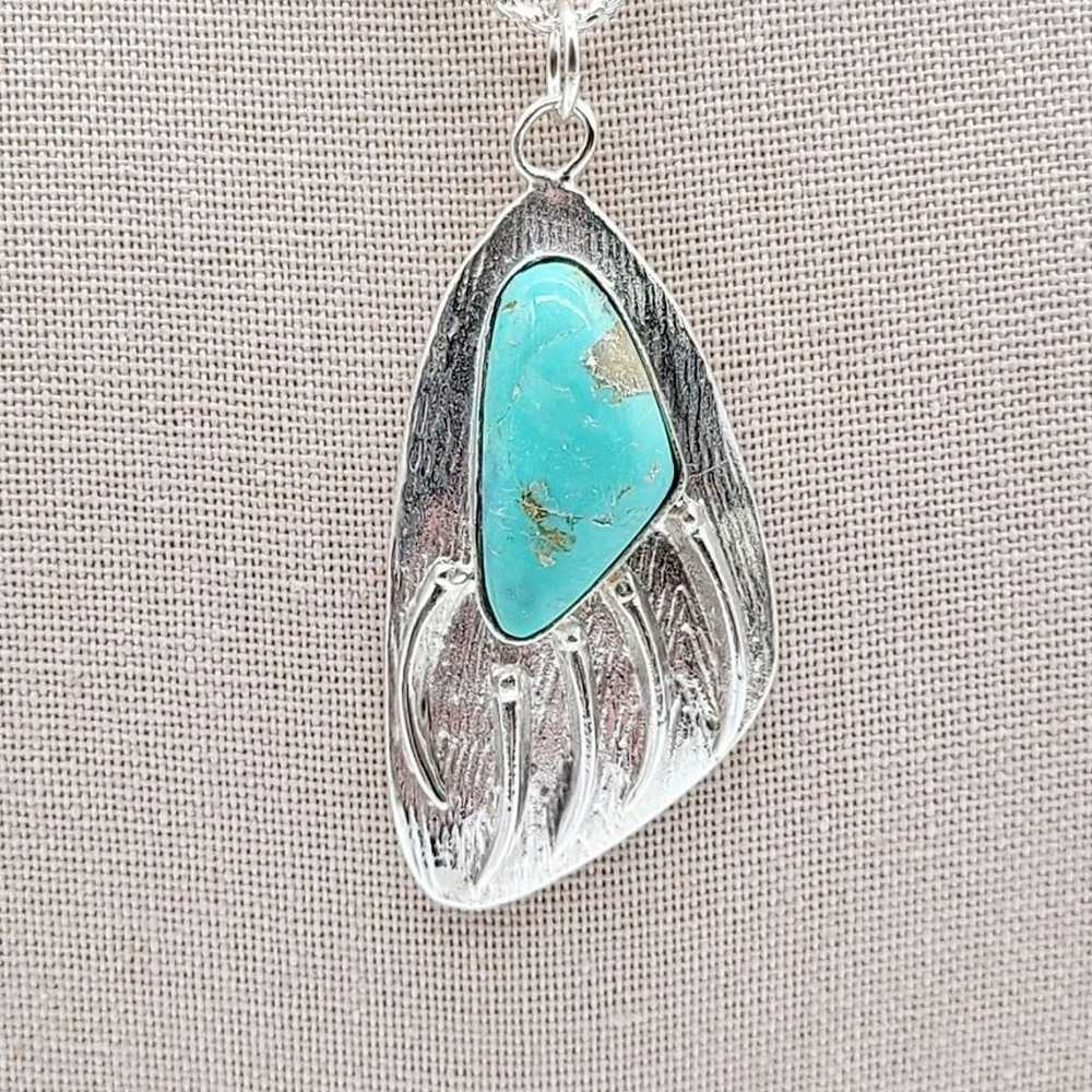 Vintage Navajo Large Turquoise Sterling Silver Be… - image 4