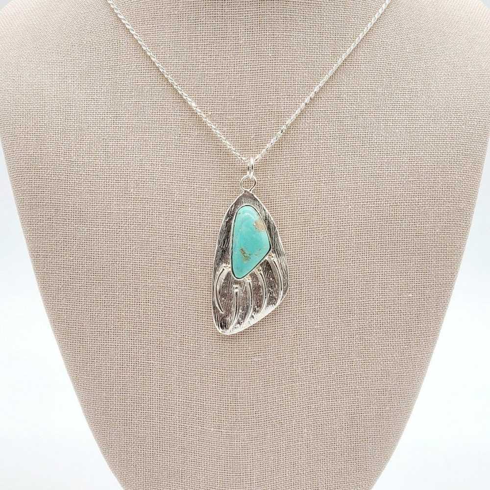 Vintage Navajo Large Turquoise Sterling Silver Be… - image 5