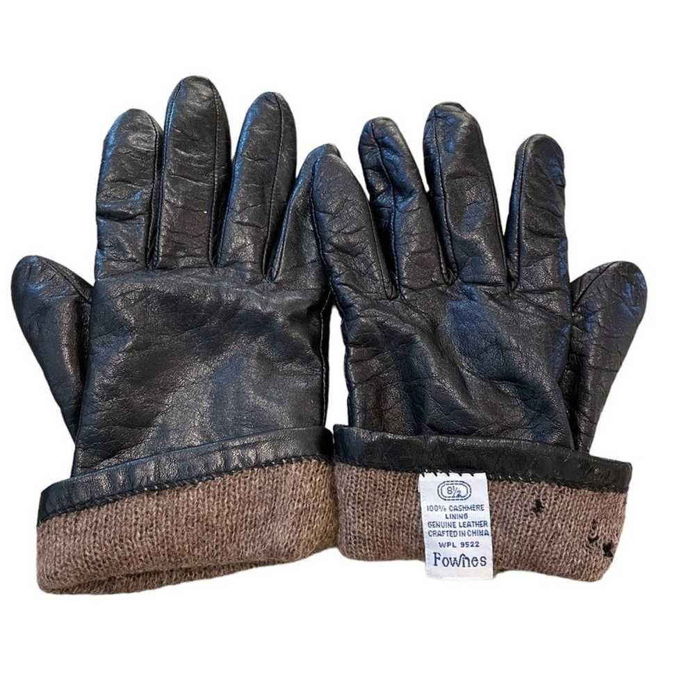 Fownes Gloves Womans Size 8.5 Black Leather Cashm… - image 3