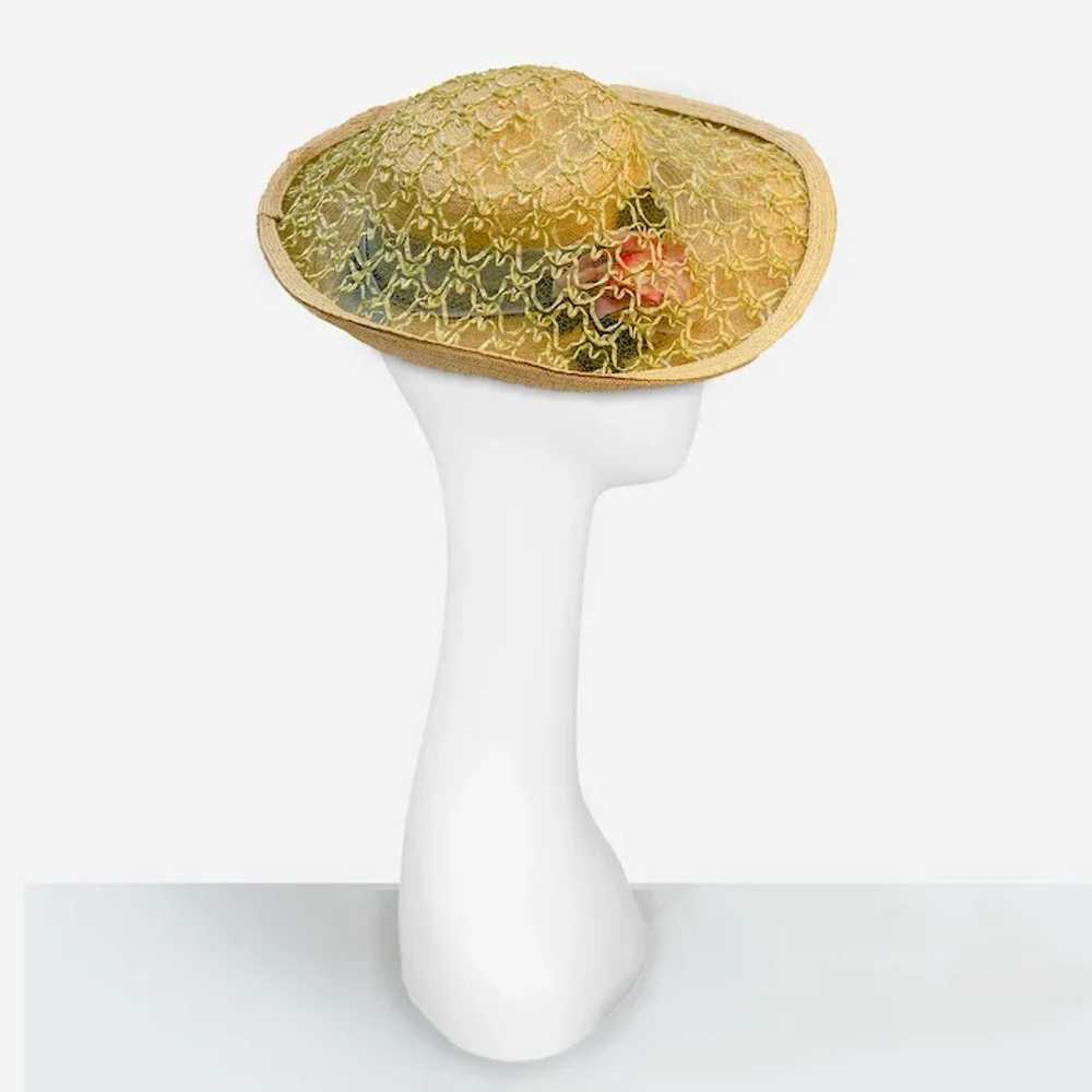 Vintage Archie Eason Hat, Unique Covered Straw De… - image 2