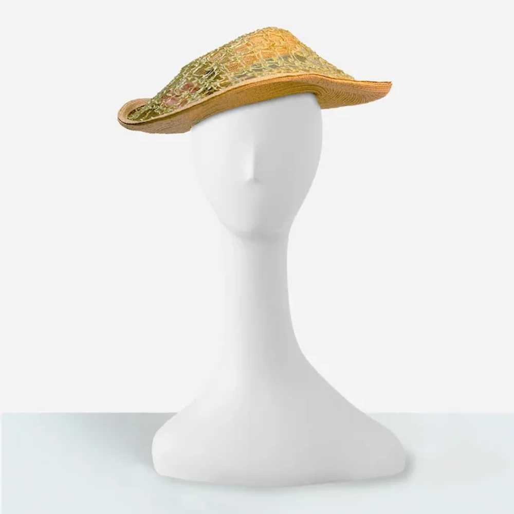 Vintage Archie Eason Hat, Unique Covered Straw De… - image 3