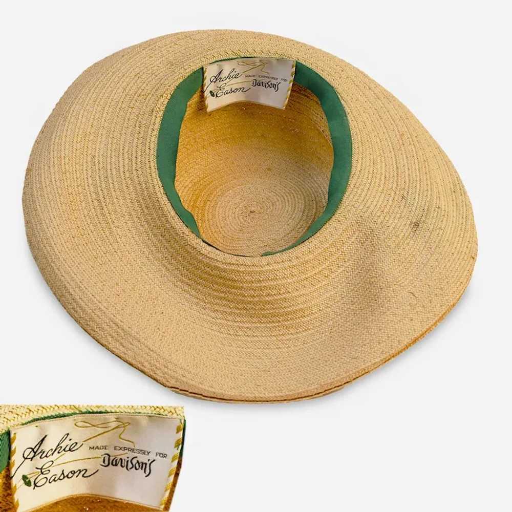 Vintage Archie Eason Hat, Unique Covered Straw De… - image 8