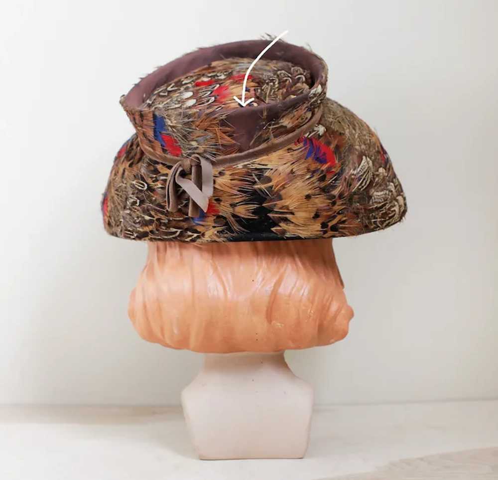 Pheasant Feathered Bucket or Flower Pot Style Hat - image 6