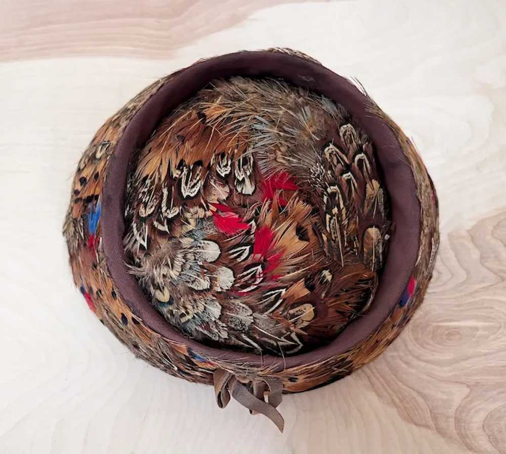 Pheasant Feathered Bucket or Flower Pot Style Hat - image 8