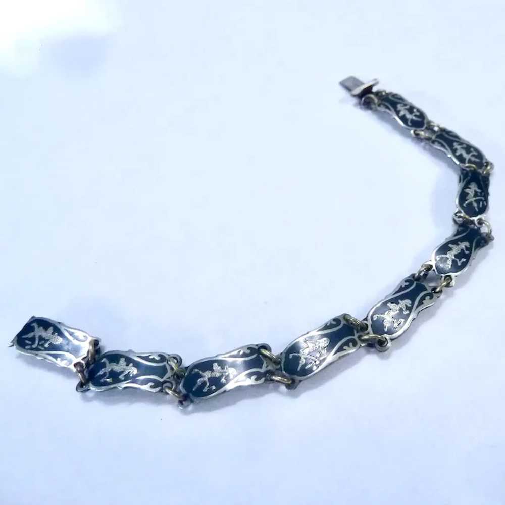 Sweet Siam Sterling Silver 925 Niello Linked Pane… - image 3