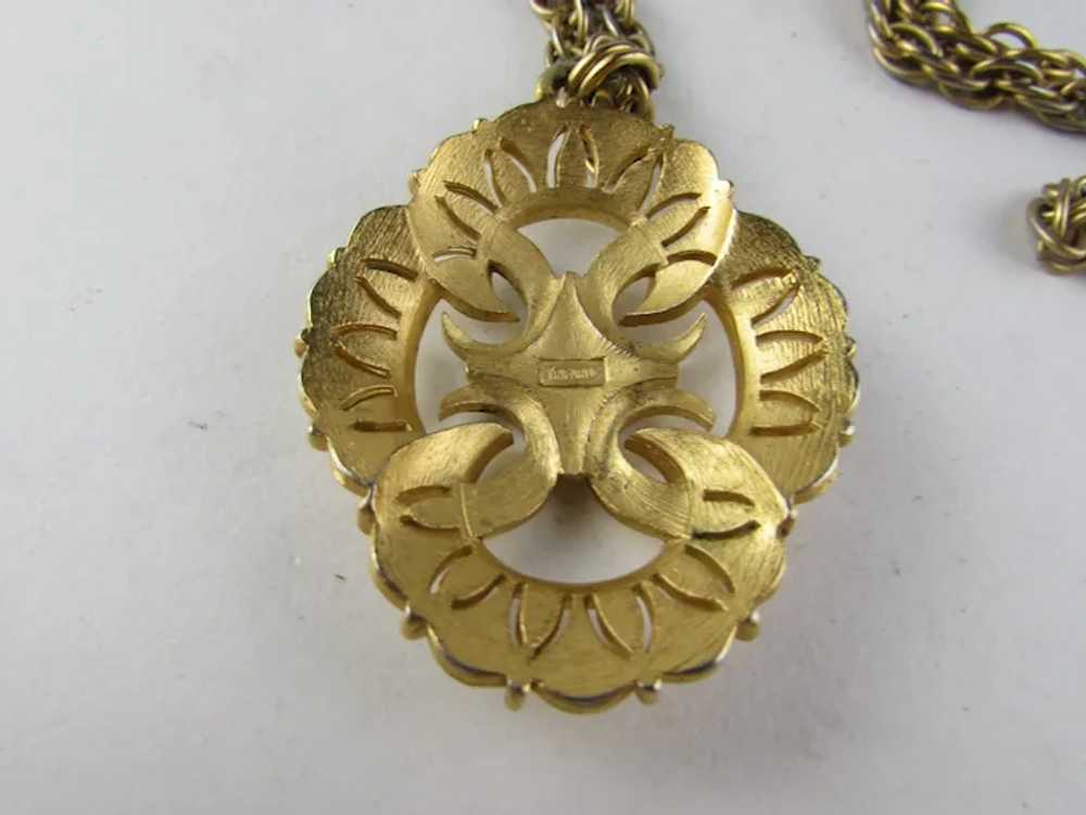 Crown Trifari  Mid-Century Gold Tone Necklace Wit… - image 11