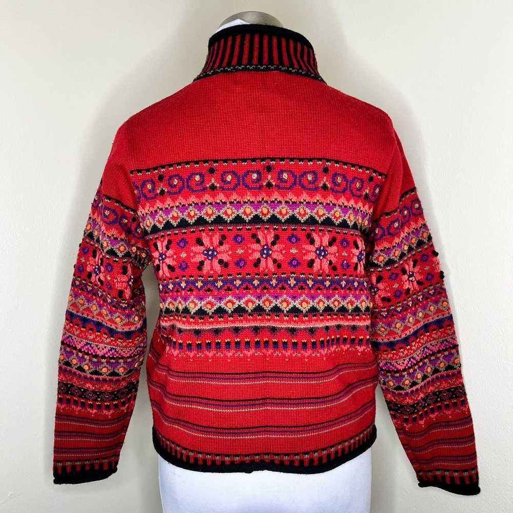 J. McLaughlin 100% Wool Sweater Jacket MEDIUM Vin… - image 2