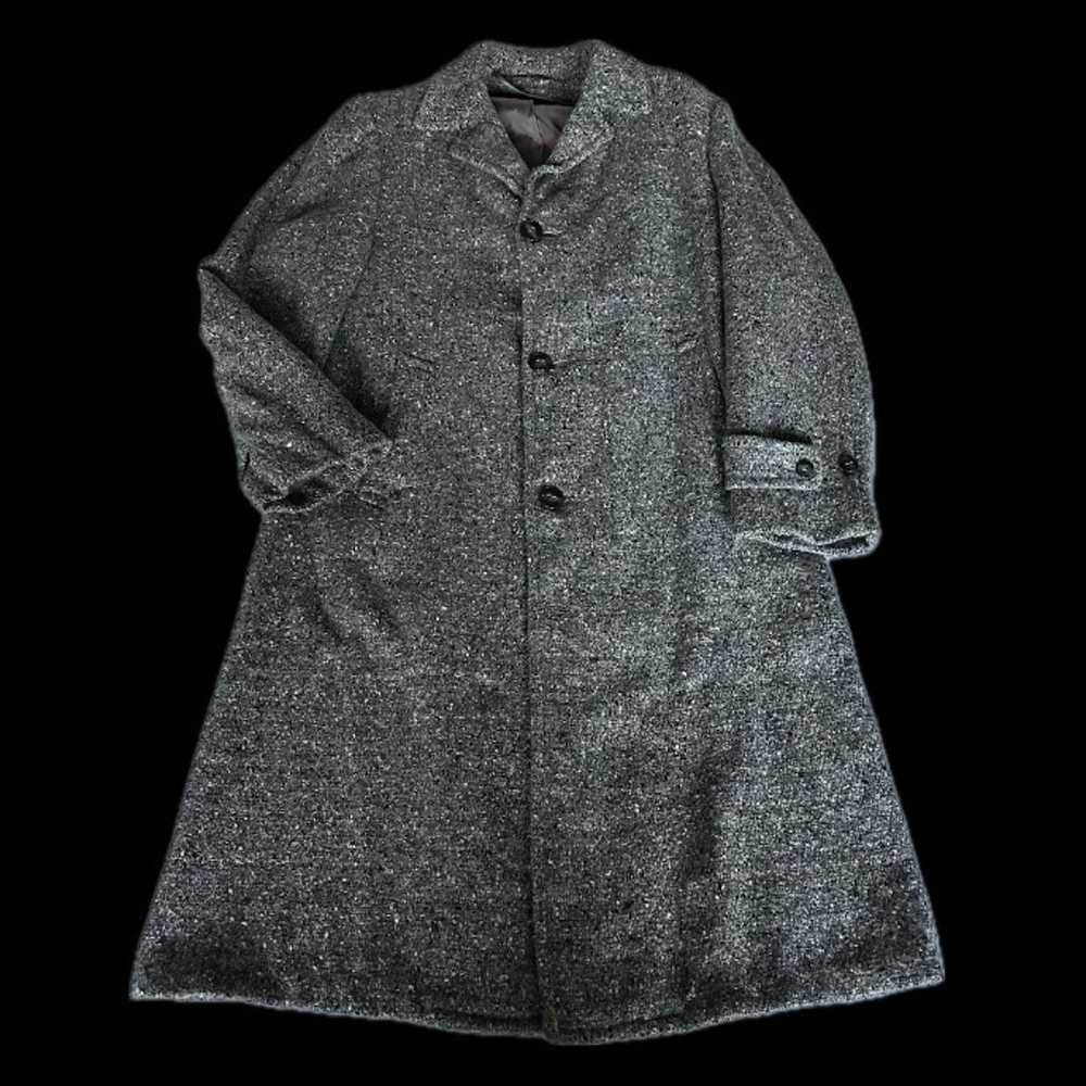 vintage 90s robert hall grey wool tweed coat / si… - image 2