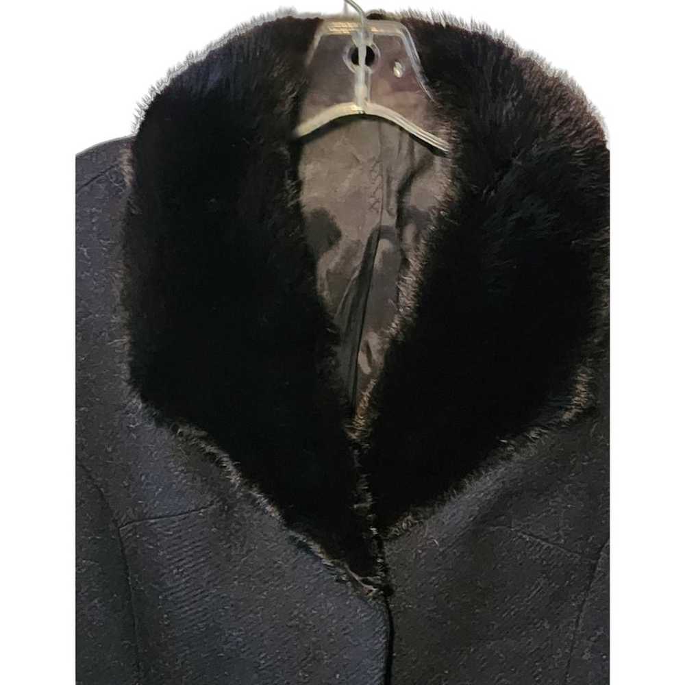 Jacqmar Fabric 1940’s Wool Black with Fur Collar … - image 2