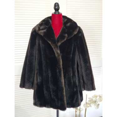 Vintage Sears Womens Faux Fur Coat Dark Chocolate… - image 1