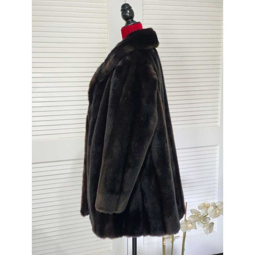 Vintage Sears Womens Faux Fur Coat Dark Chocolate… - image 4