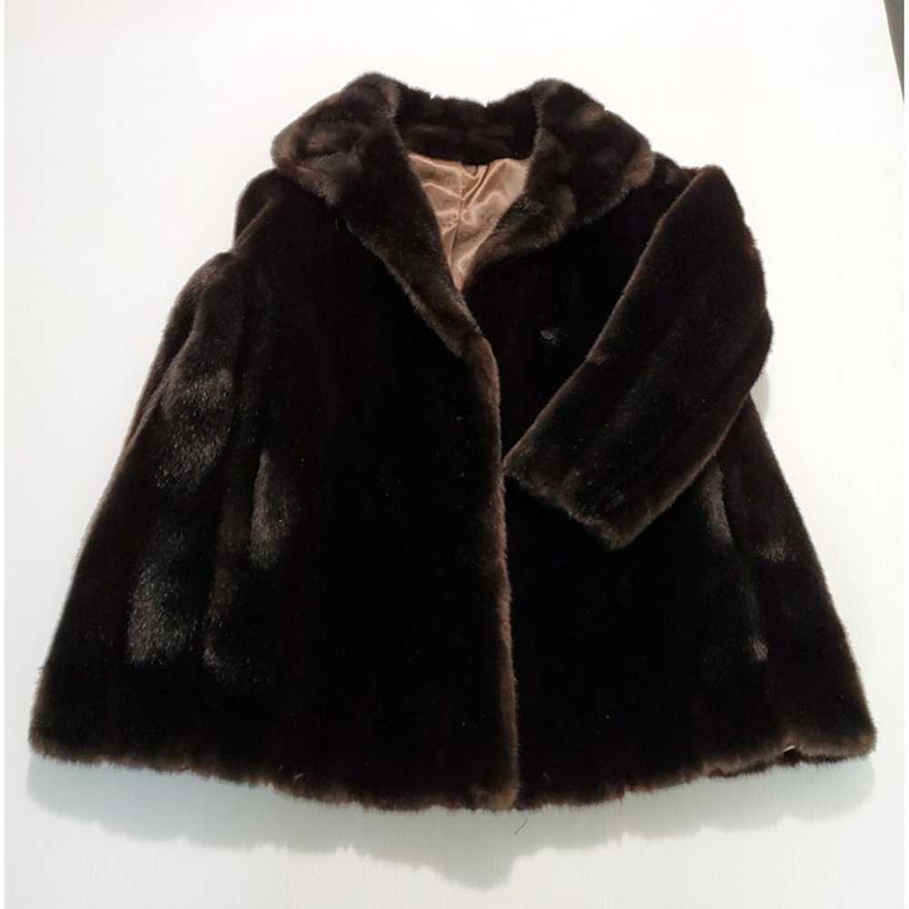 Vintage Sears Womens Faux Fur Coat Dark Chocolate… - image 6