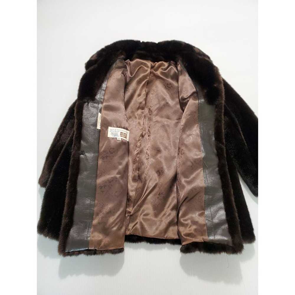 Vintage Sears Womens Faux Fur Coat Dark Chocolate… - image 8