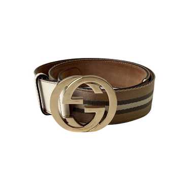 Gucci GUCCI STRIP LEATHER BELT WEB SILVER INTERLO… - image 1