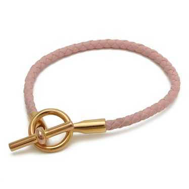 Hermes HERMES Grennan Bracelet Leather GP Pink - image 1