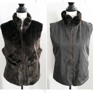 Bill Blass Blassport Faux Fur Reversible Vest - image 1