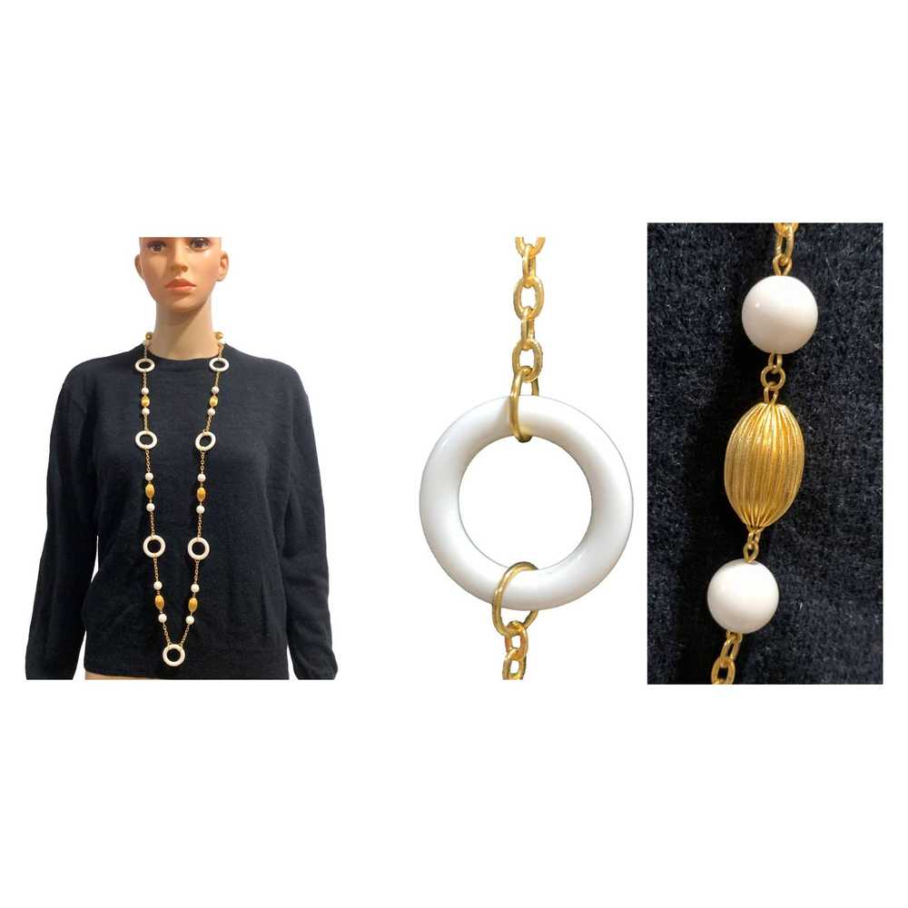 Jewelry × Vintage Joan Rivers Long Gold & White A… - image 1