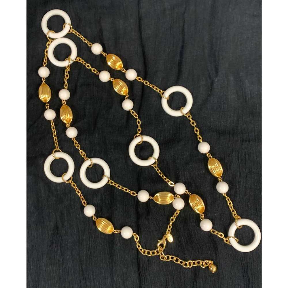 Jewelry × Vintage Joan Rivers Long Gold & White A… - image 3