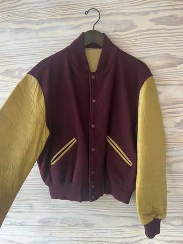 Vintage Vintage 1960/70s leather and wool varsity… - image 1