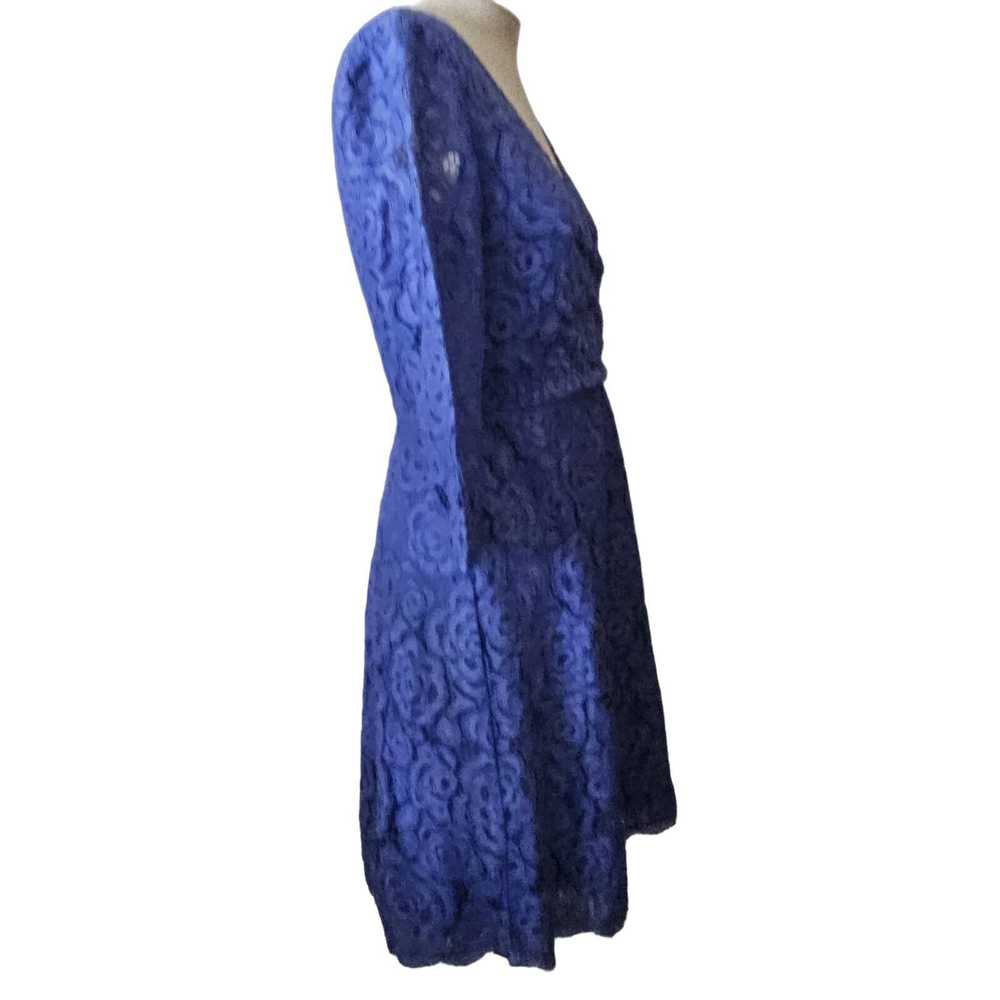 Adrianna Papell Blue Lace A Line Cocktail Dress S… - image 2