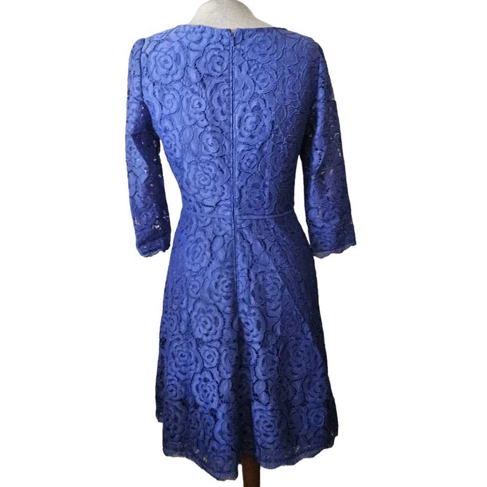 Adrianna Papell Blue Lace A Line Cocktail Dress S… - image 3