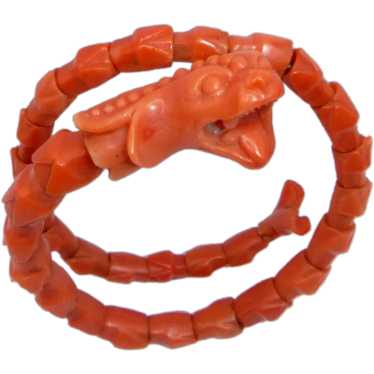 Antique Chinese Coral Flexible Dragon Bracelet