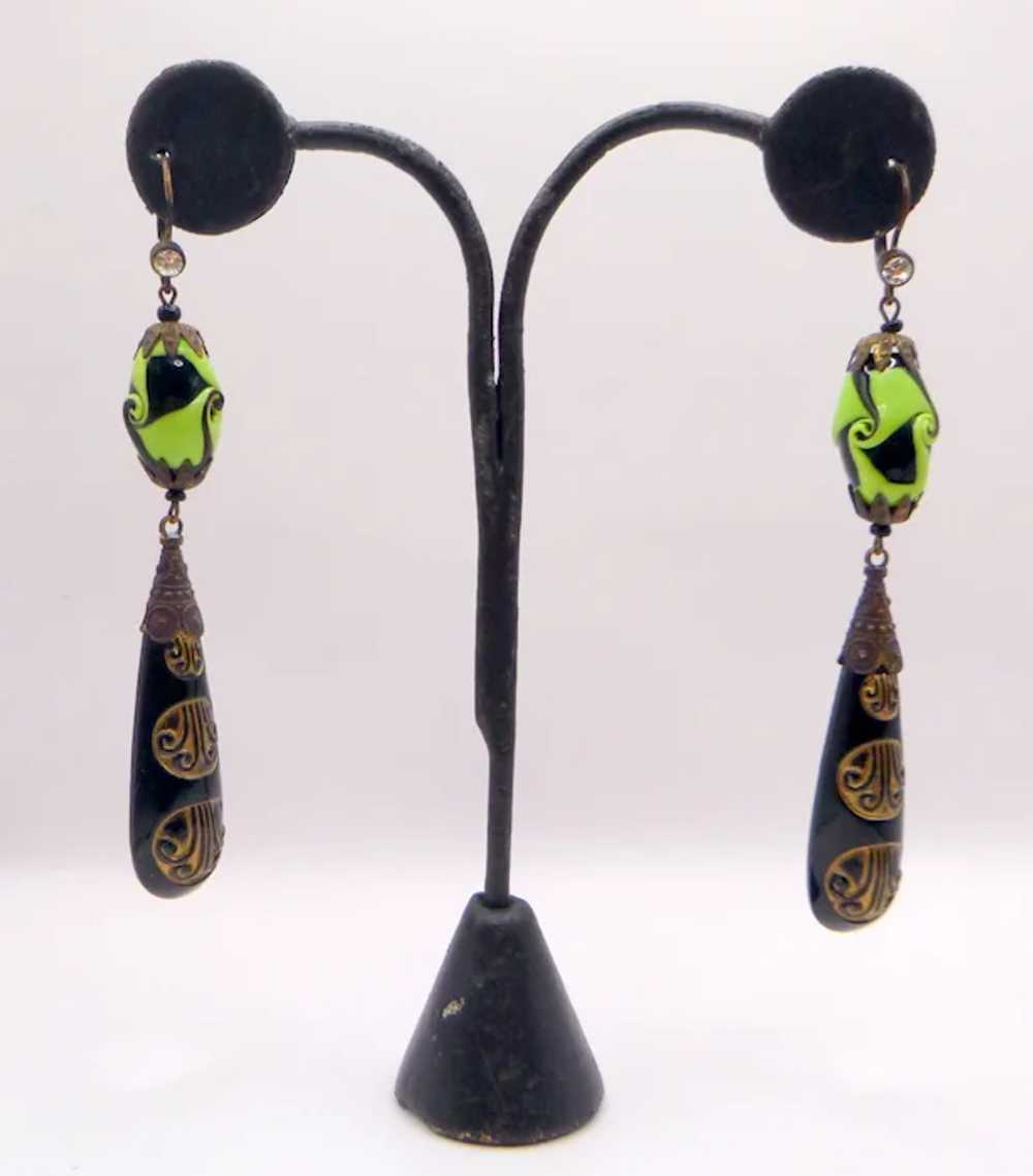 Great pair of Art Deco Chech Glass Earrings. - image 10