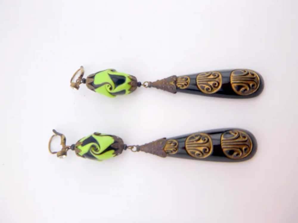 Great pair of Art Deco Chech Glass Earrings. - image 11