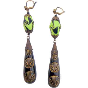Great pair of Art Deco Chech Glass Earrings. - image 1