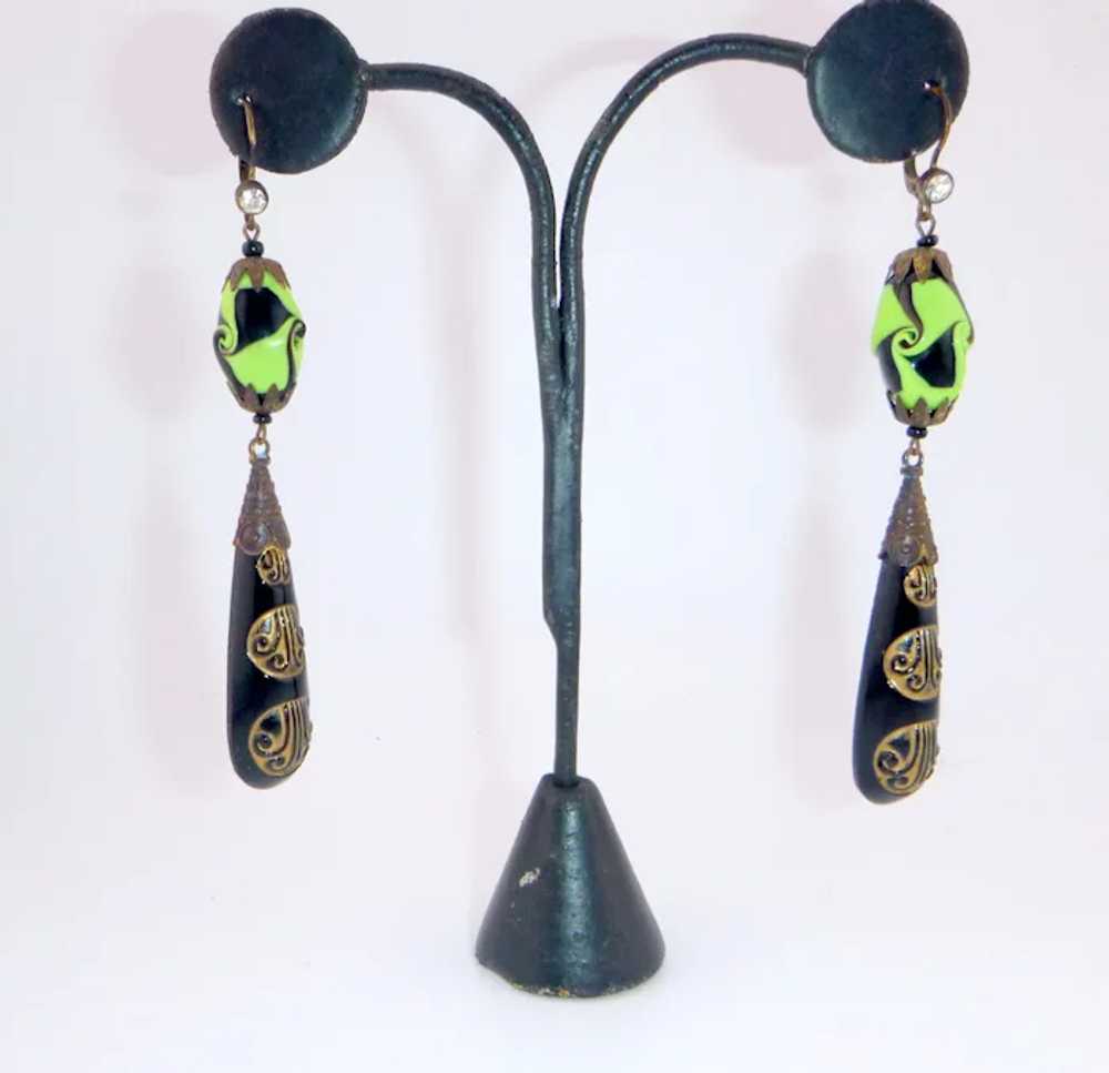 Great pair of Art Deco Chech Glass Earrings. - image 3