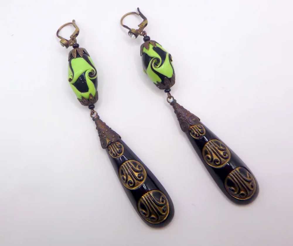 Great pair of Art Deco Chech Glass Earrings. - image 5