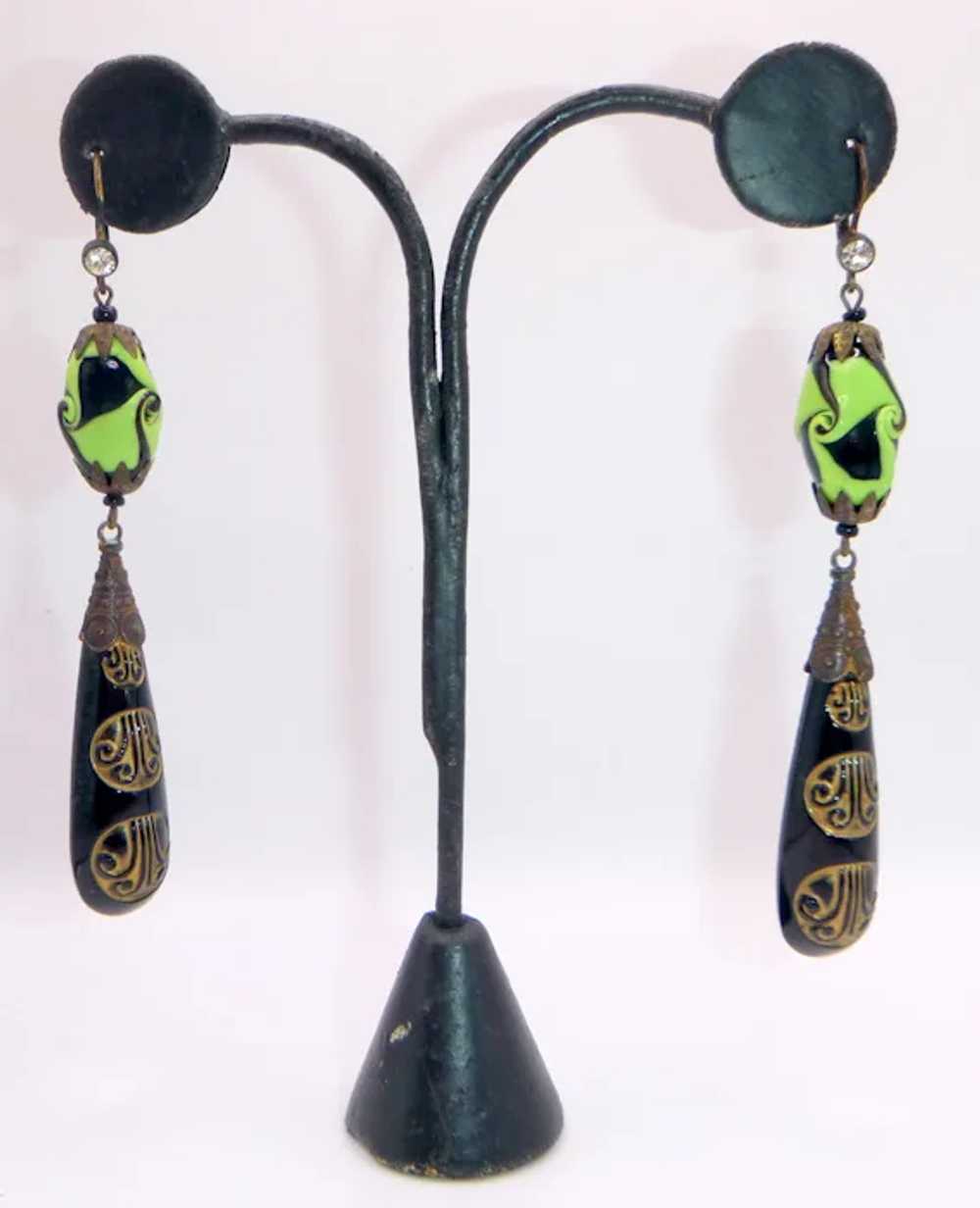 Great pair of Art Deco Chech Glass Earrings. - image 6