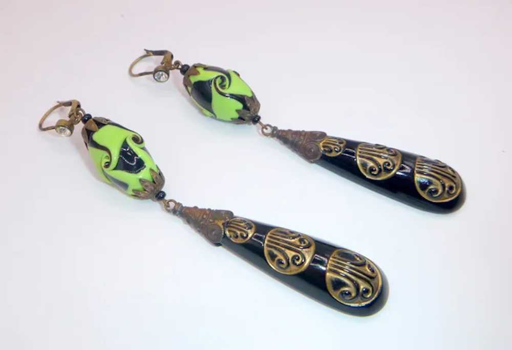 Great pair of Art Deco Chech Glass Earrings. - image 9