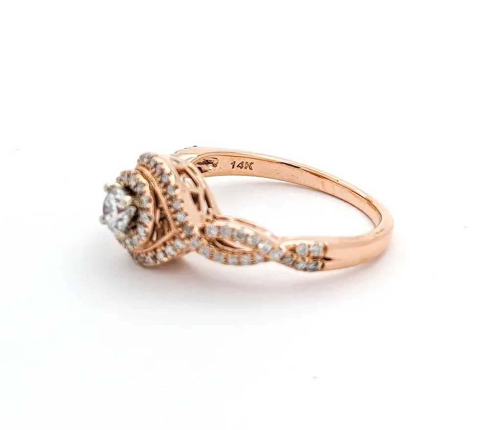 .50ctw Diamond Twist and Double Halo Ring In Rose… - image 10