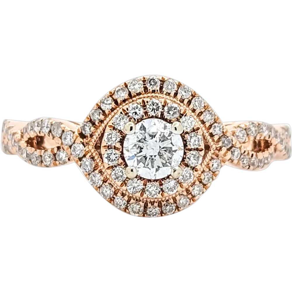 .50ctw Diamond Twist and Double Halo Ring In Rose… - image 1