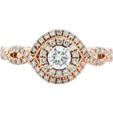 .50ctw Diamond Twist and Double Halo Ring In Rose… - image 1
